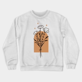 Abstract botanical Poppy One Line Art Flowers Crewneck Sweatshirt